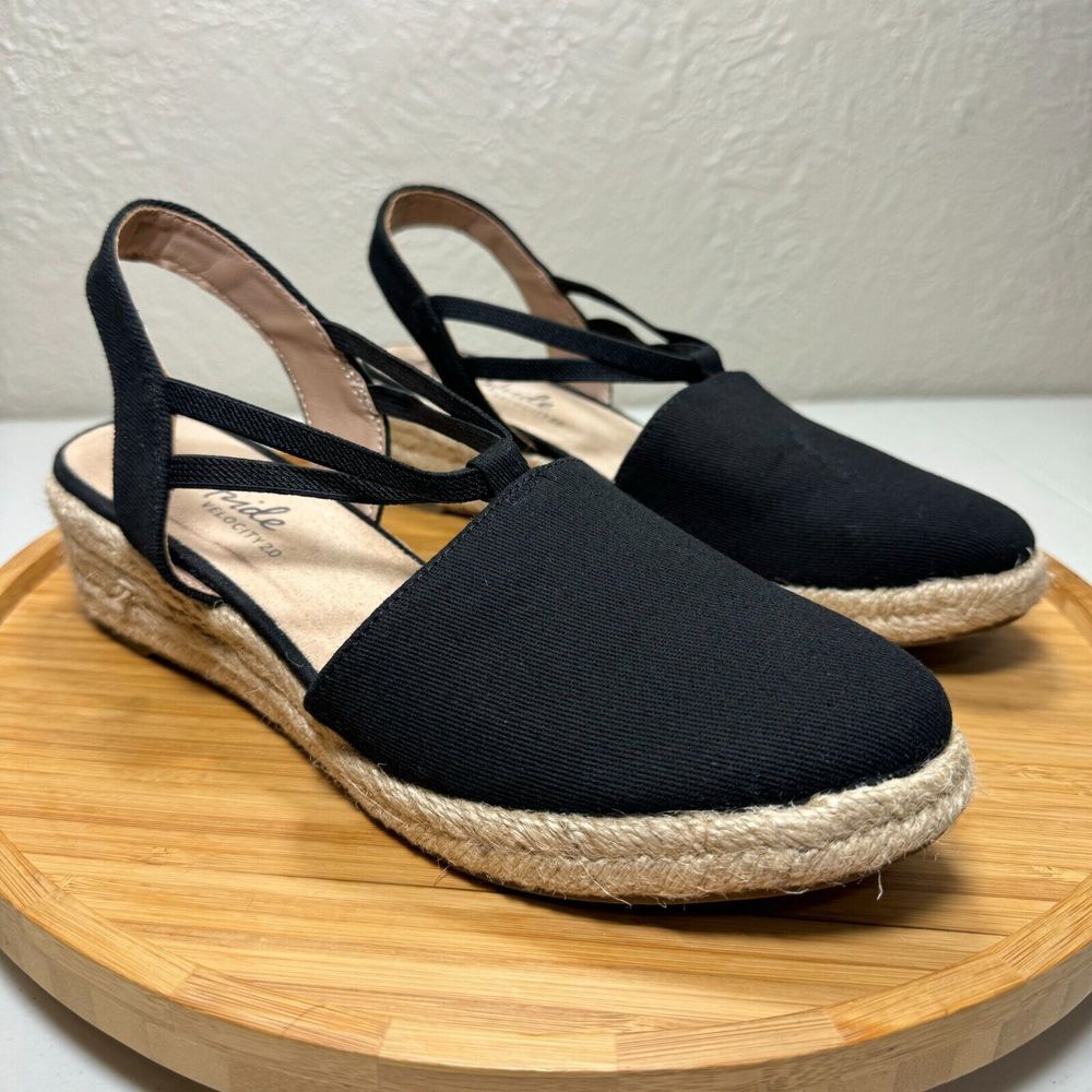 Black Espadrille Wedge Sandals - Picture 2 of 10